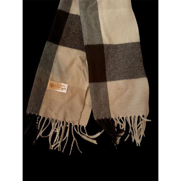 Pure Cashmere Brown Tan Fringed Scarf Made in England 66x12 - Picture 5 of 5